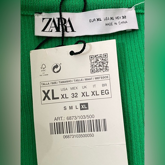 NWT ZARA RIBBED MIDI SKIRT GREEN Sz XL - Picture 8 of 9